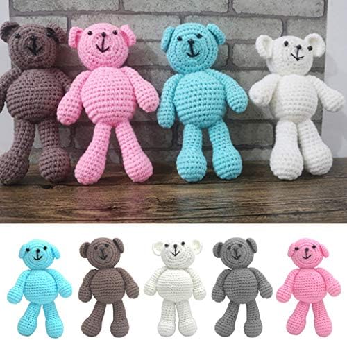 Knit Cartoon Bear Toy Photo Prop Crochet Animal Handmade Knit for Newborn Skin-Friendly Photography Supplies