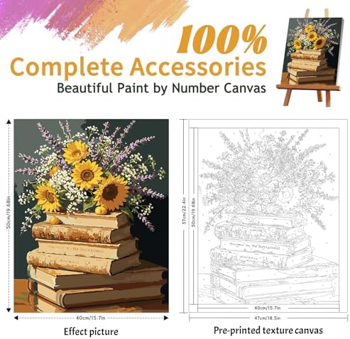 ZTOTZ Paint by Numbers with Flower, Simple Paint- by -Numbers Kits Book