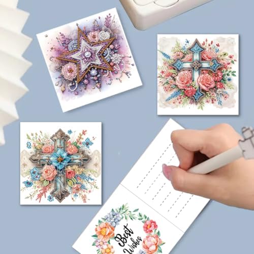 Diamond Art Cards with Envelopes–6PCS DIY Diamond Painting Greeting Cards Kit | Card Making Kit with Bling for Adults & Beginners | Birthday,Holiday & Thank You Cards (Belief)