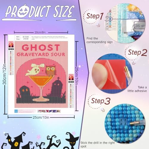 Vesmiral 6 Pack Halloween Diamond Art Kits for Adults 10x12inch
