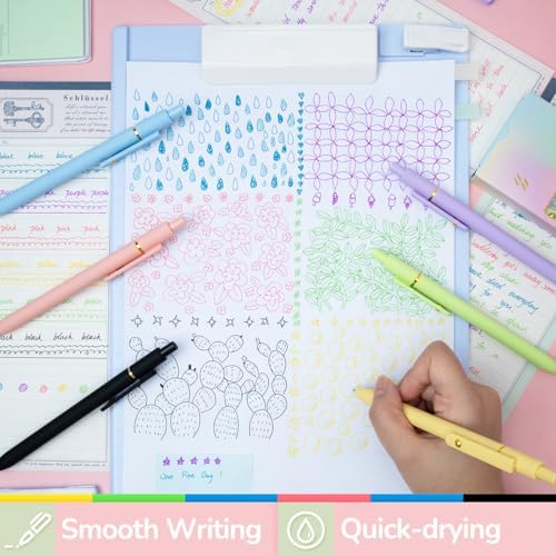 YOXMJDB 6 Pcs Color Pens for Journaling 0.5mm Fine Point Colored Gel Ink Pen, Smooth Writing Colorful Pens for Note Taking, Gift Set for Women & Men (6 Pcs Vibrant Gold)