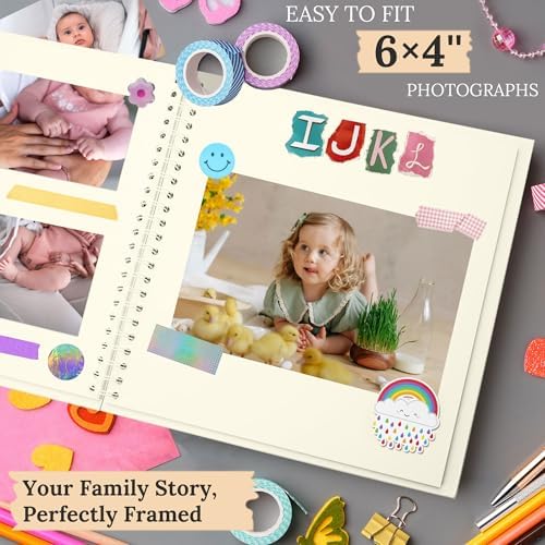 Scrapbook Photo Album 8"x8" 20 Sheets 40 Pages Hardcover Kraft Paper Cream