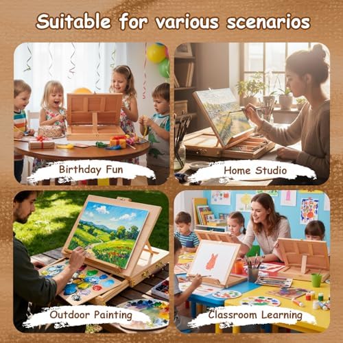 Falling in Art 29 Pcs Acrylic Painting Kit with Tabletop Easel