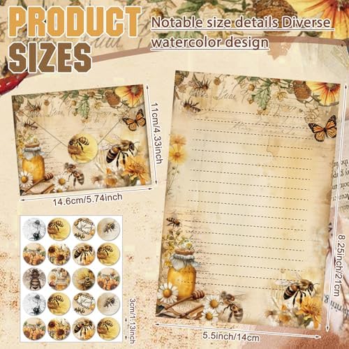 TaoBary 160 Pcs Vintage Bee Butterfly Stationery Paper and Envelopes Set