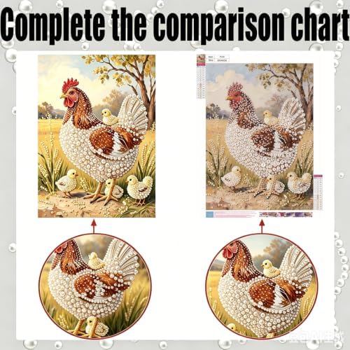 Pearl Diamond Painting Kits for Adults,3D Diamond Art for Chicken 12×16 in