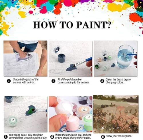 EIBEILI Rural Scenery Paint by Numbers Kit for Adults Beginner,Wildflowers Adult Paint by Number Kits on Canvas,Easy Canvas Paint by Numbers for Adults for Home Wall Decoration 12 X 16 inch