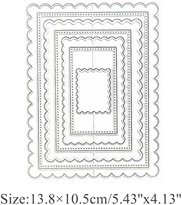 hinana 7pcs/Set Rectangle Frame Metal Die Cuts, Scallops Stitched Nesting Tag Background Cutting Dies for DIY Scrapbooking Album Decorative Embossing Paper Card Making