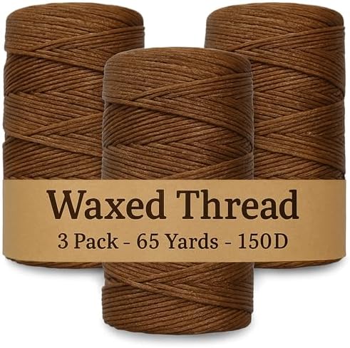 Waxed Thread 3X Wax Thread, 65 Yardx0.8mm Wax String, 150D Waxed Leather String in Brown Perfect Dream Catcher Supplies