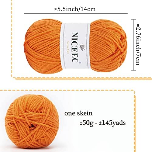 NICEEC 300g Soft Assorted Colors Yarn 100% Acrylic 870yds -Series 8