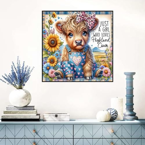 Benjenes Highland Cow Diamond Art Kits for Adults, Cute Diamond Painting