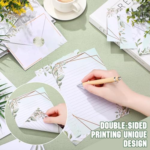 TaoBary 160 Pcs Eucalyptus Stationery Paper and Envelopes Set