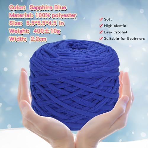 800g T-Shirt Yarn, 260 Yards Elastic Crochet DIY Sapphire Blue