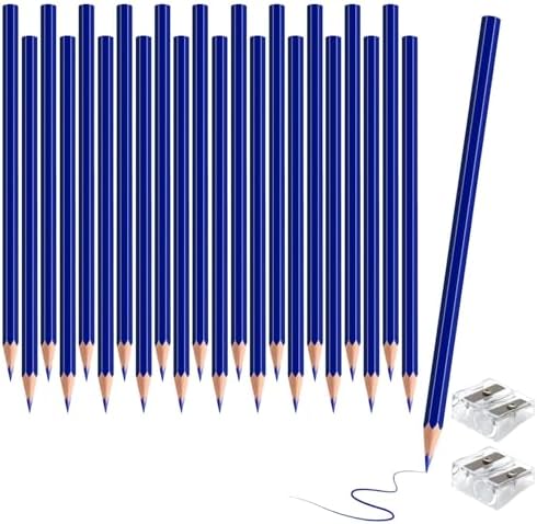 24 Pack Dark Blue Colored Pencils for Kids, Pre-sharpened Art Pencils Back to School Supplies Set, Drawing Sketching Pencils for Students, Teachers, Classroom