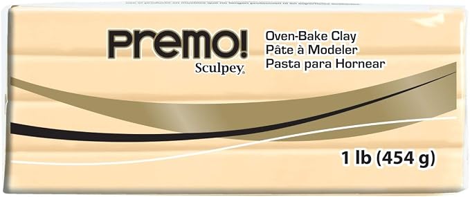 Sculpey Premo Polymer Oven-Bake Clay, Ecru, Non Toxic, 1 lb. bar, Great for Jewelry Making, Holiday, DIY, Mixed Media and Home décor Projects. Premium Clay Great for clayers and Artists.