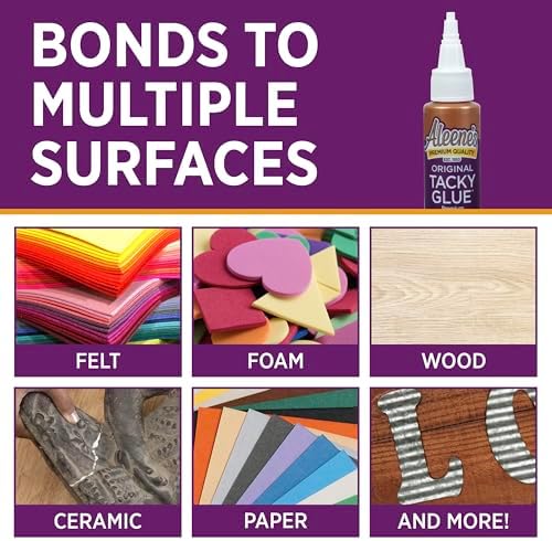 Aleene's Original Tacky Glue Mini-Bottle, All Purpose Adhesive, Perfect for Crafts and DIY Projects, Dries Fast and Clear, .66 fl oz 18-Pack