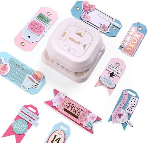 4 in 1 Tag Punch for Paper Crafts, Kaluofan 2024 New Gift Tag Marker Punch, Paper Punches for Crafting, 4 Shapes Card Making Scrapbooking Arts Corner Cutter DIY Projects