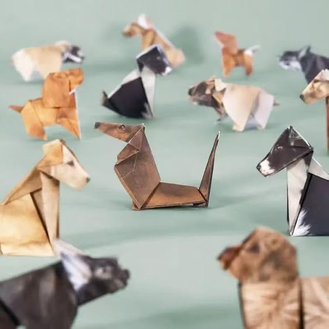 DIY Origami Paper, 50 Sheets DIY Origami Paper to Fold Cute Cat Figures, paper cats origami,Fun Craft Activity, Desk Decoration & Gift for Cat Lovers (Dogs)
