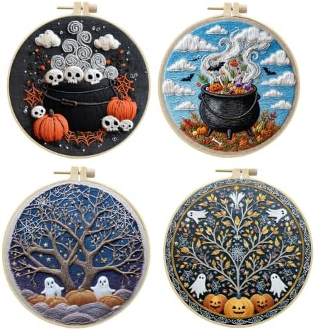 Halloween Embroidery Kit for Beginners & Adults with Ghost Pattern