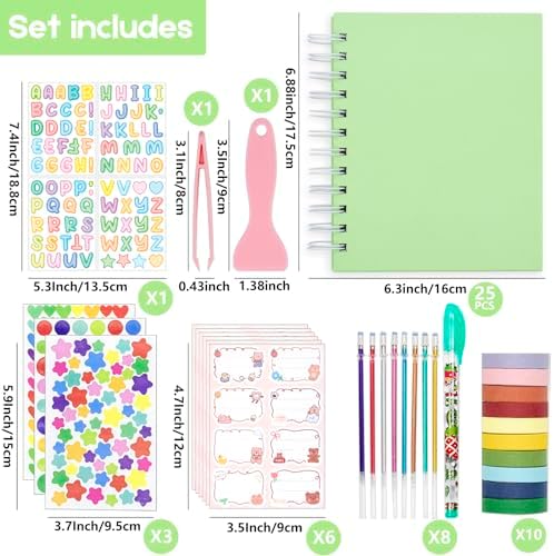 Scrapbook Self Adhesive Photo Album 25 Pages Hard Cover DIY Photo Album for Instant Camera Print Paper with DIY Accessories (Mint)