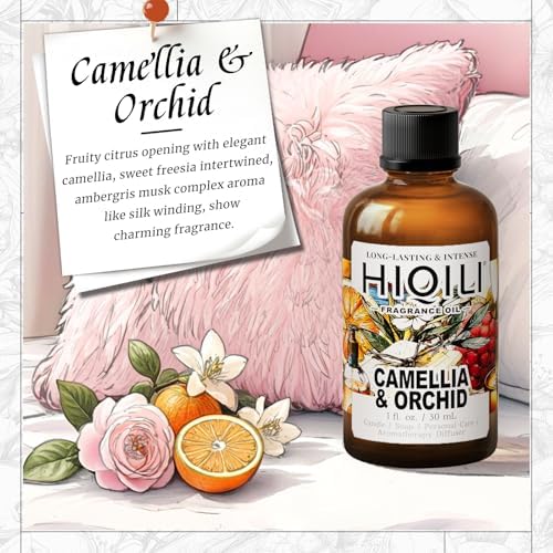 HIQILI Camellia & Orchid Fragrance Oil for Diffuser, Perfume & DIY Soap