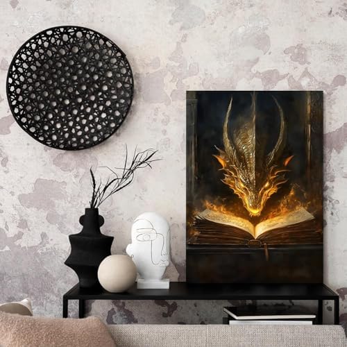 GOUOYANA Dragon Diamond Art Kits for Adults, Full Drill Book Dragon Diamond Painting Kits for Beginners, DIY Full Rhinestone 5D Diamond dots (Gemstone Craft), Home Wall Decoration (12x16 inch)