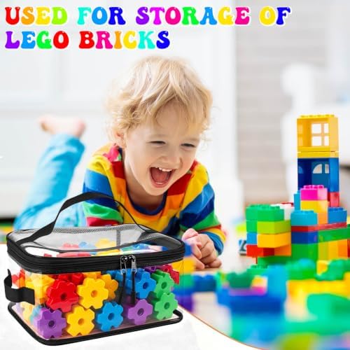 8 Packs Toy Storage Bags, Reusable Clear PVC Board Game Storage, Toy Storage Organizer Bags with Zipper for Building Blocks, Puzzle and Handmade Accessories, Clear Toiletry Bag