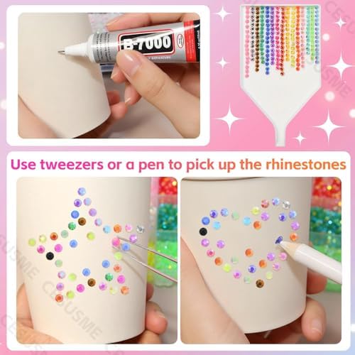 28000 Pcs Color Rhinestones Bedazzling Kit, Light Red Resin Gems for Crafts
