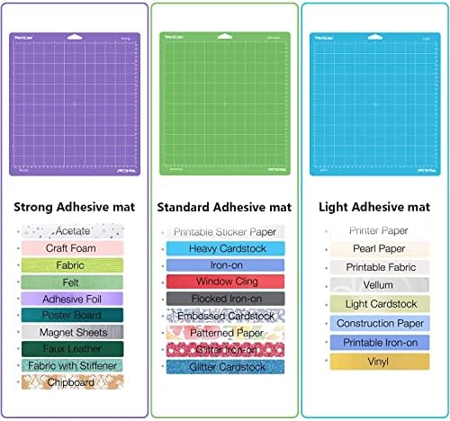 WORKLION Cutting Mat 12x12 Compatible with Maker/Maker 3/Maker 4/Air 2/Explore 3/4, Variety Sticky（Standard,Light,Strong) Vinyl Mat(3Pack) Accessories
