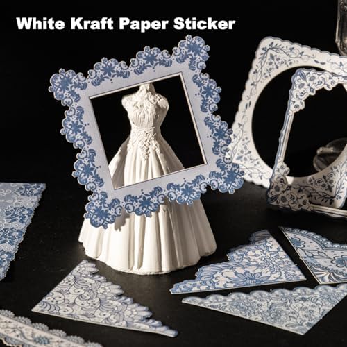 90PCS Vintage Lace Frame Stickers, Retro Scrapbook Stickers with Elegant Borders for Journaling, Junk Journal, DIY Crafts, Planner Decoration