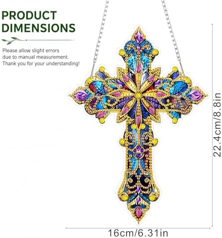 HMZephitiquc Cross Hanging Diamond Art Kits for Adults, Special Shaped Crystal Christian Diamond Painting Suncatchers, 5D Gem Art, Sun Catchers DIY Craft Kits for Gift Home Decor