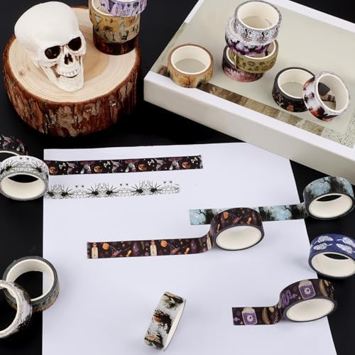 Washi Tape Set 20 Rolls Halloween Witch Decorative Tape Vintage Halloween Masking Tapes for Arts Scrapbooking, Bullet Journaling, DIY Crafts, Planners, Gift Wrapping