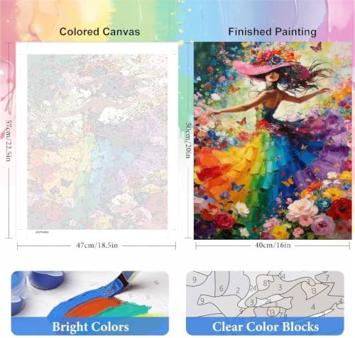 bleihum Paint by Numbers Kit for Adults Colorful Woman 16x20inch