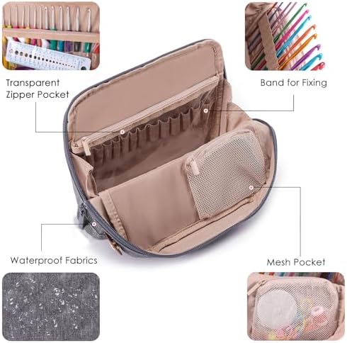 MYBAGZING Empty Crochet Hook Case - Stand Up Organizer with 30 Slots for Hooks & Needles, Accessories - Needles Set for Lovers, Kit for Beginners