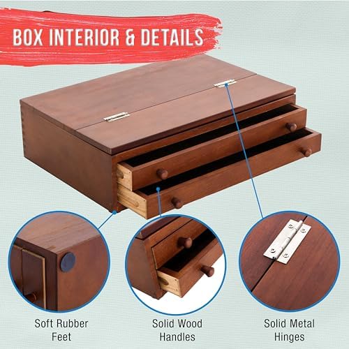 U.S. Art Supply 2-Drawer Artist Tool Supply Box with Locking Clasps