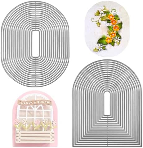 SENHAI Arch Metal Die Cuts & Oval Border Die Cuts for Card Making, Cutting Dies Stencil Metal Embossing Paper Dies for Card Making Supplies Album DIY Scrapbooking