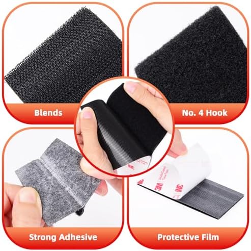 Hook and Loop Tape 2in x 8in, Heavy Duty Adhesion Strip