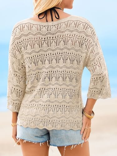 Saodimallsu Womens Crochet Cover Up Sweater Tops