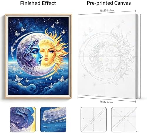 Paint by Numbers Kit for Adults - Sun & Moon Goddess, Celestial DIY Paint by Number, Oil Painting Style Canvas Art, Adults Paint by Number Kits for Relaxation & Wall Decor