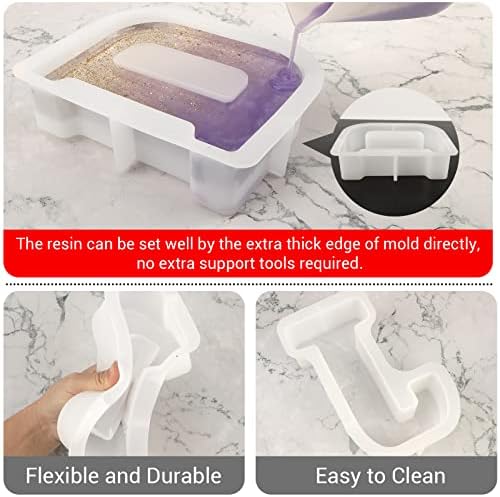 Gartful 7 Inch Large Letter Molds for Resin, 3D J Capital Alphabet Epoxy Resin Mold, A to Z Thick Resin Letter Molds for Making Letters, Word Sign Art, DIY Crafts, Making Cake, Party Home Decor