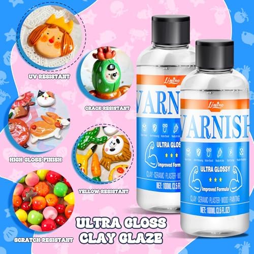 Air Dry Clay Glaze - 200ml Upgrade Formula Clay Varnish, Ultra Gloss Varnish Pottery Glaze, Clay Sealant to Prevent Scratches, Wear, Cracking - Quick Dry, Non-Toxic, Enhance Color Vibrancy