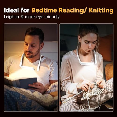 Neck Light, Rechargeable Book Light for Reading, Bright Dual Lamps