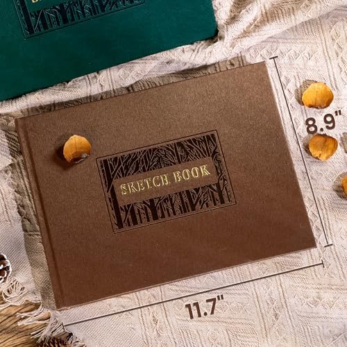 CAGIE Sketch Book for Drawing, 185 GSM Leather Sketchbook 12" x 9", Brown