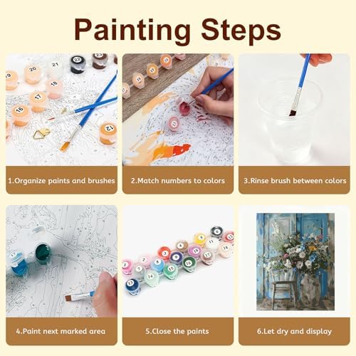 Gemozaic Vintage Floral Paint by Numbers Kit for Adults, 16x20 in,Unframed