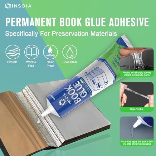 INSOIA Book Glue, 15ml x 2, Clear & Flexible, for Repair and Crafts