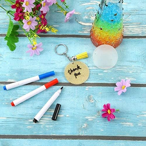 KINGFOREST 120PCS Acrylic Keychain Blanks Kit - 30 Keychain Rings, 30 Jump Rings, 30 Clear Discs, 30 Tassels - DIY Craft Supplies for Jewelry Making, Vinyl Stickers & Personalized Gifts