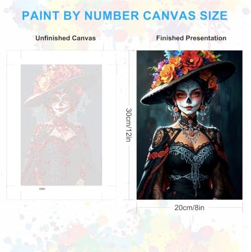 SENQAO Gothic Paint by Numbers Kit for Adults Beginner, Halloween Adult Paint by Number Kits on Canvas, DIY Acrylic Oil Easy Painting by Numbers for Home Wall Decor 8X12 inch (Gothic Lady)