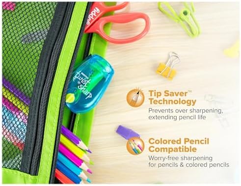 Bostitch Office Pencil Sharpener, Twist-N-Sharp, Easy Open Tray, Perfect for Kids, Works with Colored Pencils & Makeup Pencils, 3-Pack