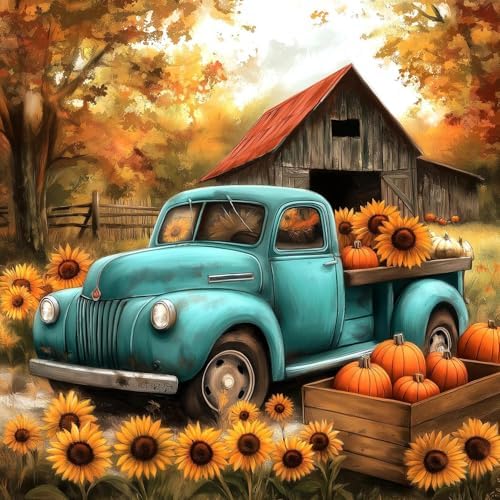 AIBOERL Paint by Numbers Kit for Adults Beginner,Fall Truck, 12X16In