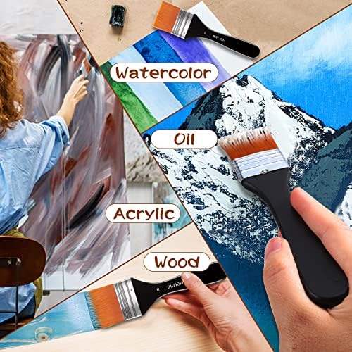 Zubebe Wide Flat Acrylic Paint Brushes 7pcs Large Paint Brushes Set