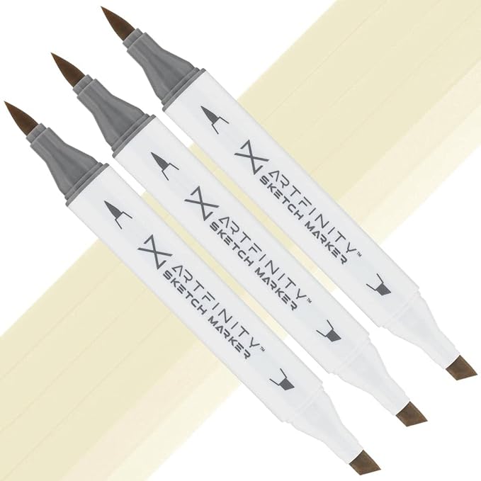 Artfinity Sketch Markers - Set of 3 - Parchment Y7-1, Vibrant, Professional, Dye-Based Alcohol Markers for Artists, Drawing, Travel, & More
